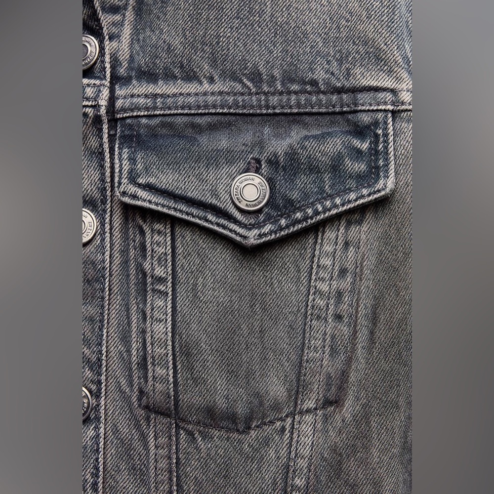 ZARA ZW Collection Denim Cotton Shirt Midi Dress Size Small Gray Wash $139 NWT - Picture 11 of 13